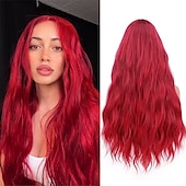economico Parrucche trendy sintetiche-ombre bluastro parrucca verde ondulata lunga parte centrale parrucca teal blue wig resistente al calore capelli sintetici sirena parrucche per le donne festa di natale parrucche