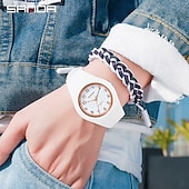 cheap Quartz Watches-SANDA  Womens Watches Casual Fashion Quartz Watch Waterproof Drop Resistant HD Digital Scale Display Women Clock 6056