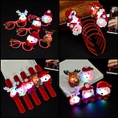 お買い得  デコレーション＆ナイトライト-4個のLEDライトアップクリスマスグロースティックとヘッドバンド、子供と大人のパーティーの記念品、クリスマスと誕生日のギフト