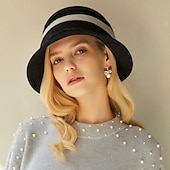 お買い得  パーティーハット-ビンテージ スタイルのエレガントな 100% ウール / フェザー付きフランネル帽子 / トリム 1pc 特別な行事 / 休日のかぶと