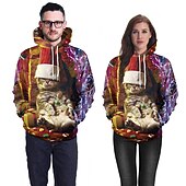 levne Vtipné vánoční mikiny a mikiny-Vánoce Sob Pes Písmeno Kapuce Animák Manga Anime 3D Grafika Pro Pro páry Pánské Dámské Dospělé Vánoce Karneval Plesová maškaráda 3D tisk