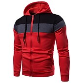 baratos hoodies básicos dos homens-Homens Moletom Full Zip Hoodie Jaqueta Jaqueta de suor Preto Amarelo Vermelho Azul Cinzento Escuro Com Capuz Bloco de cor Trabalho Casual Diário Básico Roupa de rua Casual Primavera &amp; Outono Roupa