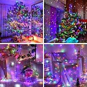 billige Elektrisk støpsel-juleslyngelys utendørs 20m 200leds 8 moduser plugg inn julepynt varme hvite lys fest hage juledekor belysning ac220v 230v 240v eu plugg