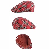 abordables Chapeaux homme-Homme Casquette Plate Rouge bleu marine Polyester Boucle réglable Imprimer simple Mode des années 1920 Vacances Plein Air Quotidien Fin de semaine Plaid Portable Confort Mode