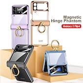 billiga Skal och fodral till Samsung-Mobilskal för Samsung Galaxy Z Flip 5 Z Flip 4 Flip ringhållare dammskydd kameraobjektivskydd enhetlig färg TPU