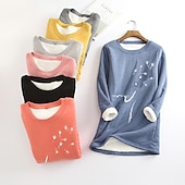 ieftine Hanorace căptușite cu fleece-Pentru femei Mărime Plus Hanorac pulover Cămăși din lână Pisica Cald Activ Plover Manșon Lung Rotund Crewneck Topuri obișnuite Stradă Casual Negru Galben Roz Îmbujorat Roșu-aprins Albastru piscină