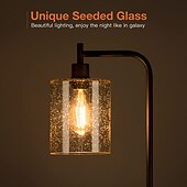 cheap Table&amp;Floor Lamp-LED Floor Lamp with Suspended Bubble Glass Shade and Unique LED Bulbs Suitable for Bedroom and Living Room Modern Vertical Industrial Lamp High Pole Lamp Suitable for Office