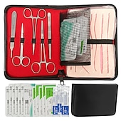 economico Forniture per ufficio-kit completo per la pratica della sutura per l&#039;addestramento alla sutura, incluso un grande tampone di sutura in silicone con ferite pretagliate e kit di strumenti di sutura