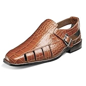 billige Kjole sandaler-skinnsandaler herre sandaler med lukket tå krokodilletrykk fisherman sandaler gå uformelt britisk bryllup kontor &amp; karriere spenne sko svart gul blå sommer vår