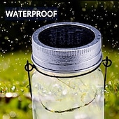 tanie Światła wakacyjne-2 sztuki Solarne Lampy w Słoiku 30 LED Światełka Oświetlenia Ogrodowego Odporny na Deszcz Lampion Ogrodowy na Przyjęcia i Ozdoby