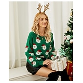preiswerte Hässlicher Pullover-Anime Bischofsärmel Hässlicher Weihnachtspullover Pullover Jumper Weihnachtsmann Lustig für Damen Erwachsene 3D-Druck  für Weihnachten Karneval Neujahr Party Alltagstauglich