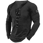 voordelige Vintage T-shirts-Voor heren T-shirt T-shirts Grafisch Nummer Kraag Kleding 3D-afdrukken Buiten Dagelijks Lange mouw Veters Afdrukken Ontwerper Stijlvol Vintage Basic