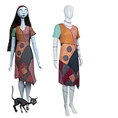 baratos Trajes Femininos-Sally Traje Cosplay Mulheres Natal Carnaval Baile de Máscaras Noite de Natal Traje Cosplay Natal Adulto Festa Natal Vestido