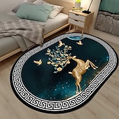 billige 3D digitale utskrifts tepper-3d oval gulvmatte stue teppe hjem soverom garderobe stue gulvmatte maskinvaskbart teppe