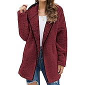 economico Felpe con cappuccio e felpe-felpa con cappuccio con cerniera da donna, giacca in pile, cardigan vintage in peluche, soffice, tinta unita, casual da strada, per le vacanze, con cappuccio, tasca con cerniera, manica lunga, nero,