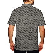 preiswerte Bedrucktes Poloshirt für Herren-Herren Geometrisch Poloshirts Golfshirt Kurzarm Polo-Shirts Hemden mit Kragen Business-Casual Arbeitskleidung Formelle Kleidung Festivalkleidung Knöpfe 3D-Druck Gelb Grau