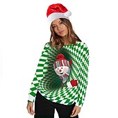 billige Morsomme julegensere og -gensere-Snømann Jerseysjakke Hattetrøje Pullover Morsom julegenser 3D-utskrift Herre Dame Jul Karneval Maskerade julaften Jul Voksen Fest Jul Topp