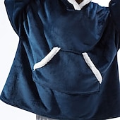 preiswerte Morgenröcke-Herren Schlafanzug Nachtwäsche Tragbare Decke Hoodie-Decke Einfarbig Modisch Einfach Plüsch Heim Polyester Warm Atmungsaktiv Kapuzenpullover Lange Robe Tasche Kapuzenpullover Winter Schwarz Rot Blau