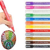 preiswerte Mal-, Zeichen- und Künstlerbedarf-Acrylstifte Farbmarker für Felsmalerei, Leinwand, Holz, Glas, Stoff, Metall, Kunststoff, Kunsthandwerk, Ostereier, Kürbis, Scrapbooking-Zubehör, Graffiti-Marker für Erwachsene und Kinder