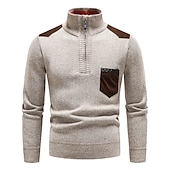 preiswerte Herrenpullover-Herren Pullover Fleece Pullover Pullover mit Viertelreißverschluss Gerippt Stricken Zip Strick Farbblock Troyer Halber Reißverschluss Basic warm halten Arbeit Freizeitskleidung Bekleidung Herbst