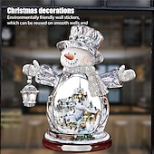 billiga Klistermärke-jul fönster klistermärken träd vinter girlander fönster klistermärken heminredning kristall träd jultomten snögubbe roterande skulptur dekorationer avtagbar pasta