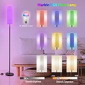 abordables lámpara de mesa y de piso-lámpara de pie led para sala de estar dormitorio lámpara de pie inteligente con alexa aplicación asistente de google control remoto lámpara de pie moderna alta con pantalla de lino bombilla de 16