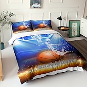 billige Dynetrekk sett-3d sengetøy sport basketball baseball print dynetrekk sengesett dynetrekk med 1 print print dynetrekk eller trekk， 2 putevar for dobbel/dronning/konge