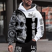 abordables Sweats à capuche pour hommes-Homme Graphic Crânes Sweat à capuche Sweats à Capuche Sweat-shirt Sweat à capuche manche longue Sweat à capuche Capuche Vêtement de rue 3D effet Sport &amp; Loisir du quotidien Noir Vert Imprimer