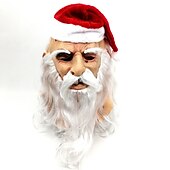 cheap Photobooth Props-Santa Mask White beard curly Grandpa Santa latex masquerade prop