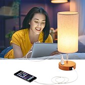 Недорогие настольная и торшер-настольная лампа USB-порты для зарядки, серо-бежевая прикроватная лампа с розеткой переменного тока, прикроватная лампа с выключателем на молнии, минималистская современная настольная лампа с