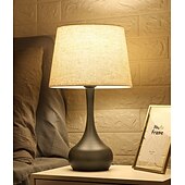 cheap Table&amp;Floor Lamp-Bedside Table Lamp Desk Lamps for Bedroom, Minimalist Fabric Desk Lamp,Bedside Lamp Bedroom Warm Hotel Study Table Lamp