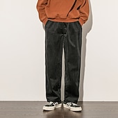 economico pantaloni casual-Per uomo Pantaloni di velluto a coste Pantaloni invernali Pantaloni casual Tasche A zampa Gamba dritta Tinta unica Caldo Informale Giornaliero Moda Pantaloni Morbido Nero Caffè