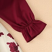 preiswerte Casual Kleider-Mädchen Kleid Blumen Langarm Formal Party Aktiv Modisch Polyester A Linie Kleid Herbst Winter 5-12 Jahre Rote
