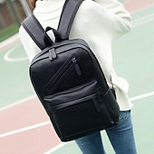 abordables Sacs à dos de Collège-Sac à dos en similicuir noir pour homme avec poche avant zippée – Sac élégant et imperméable pour ordinateur portable, idéal pour le travail, l&#039;université ou les déplacements quotidiens