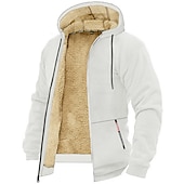 cheap Fleece Sweatshirts-Men&#039;s Zip Hoodie Sweatshirt Sweat Jacket Sherpa Black White Wine Army Green Navy Blue Hooded Solid Color Zipper Cool Basic Casual Winter Clothing Apparel Hoodies Sweatshirts  Long Sleeve