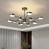 economico Luci a sospensione-lampada a sospensione a led dimmerabile, lampadario sputnik moderno cerchio a 12 luci paralume in acrilico lampada da soffitto in metallo vintage con finitura cromata per isola cucina sala da pranzo