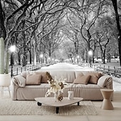 זול טפט-טפטים מגניבים טבע טפט קיר ציור קיר שחור ולבן קילוף ודבק נשלף pvc/ויניל חומר הדבקה עצמית/דבק חובה ציור קיר עיצוב קיר לחדר שינה בסלון