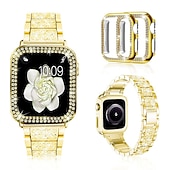 cheap Apple Watch Bands-[1+2Pack] Jewelry Bracelet Compatible with Apple Watch band 38mm 40mm 41mm 42mm 44mm 45mm 49mm with Case Bling Diamond Rhinestone Strap Replacement Wristband for iwatch Series Ultra 8 7 6 5 4 3 2 1 SE