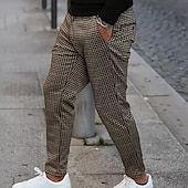 levne Kalhoty chinos-Pánské Běžec Kalhoty Kalhoty chinos Chino kalhoty Kostkované společenské kalhoty Kapsy Pléd Pohodlné Prodyšné Denní Dovolená Jdeme ven Šik ven stylové Khaki