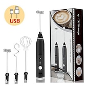 levne Kuchyňské spotřebiče-ruční napěňovač mléka se 3 hlavami šlehač na kávu pěnový mixér s USB dobíjecím 3 rychlostním elektrickým mini tyčovým mixérem na latte cappuccino vajíčko s horkou čokoládou