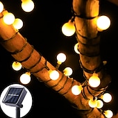 cheap Solar String Lights-Mini Globe String Lights Solar LED Fairy String Lights Waterproof 12M 7M 6.5M 8 Modes Lighting Outdoor Garden Decoration Light Christmas Tree Hanging Lights Balcony Yard Wedding Party Holiday Decor