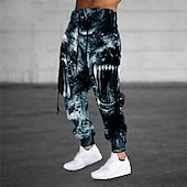 お買い得  スウェットパンツ-男性用 スウェットパンツ ジョガー ズボン ドローストリング 弾性ウエスト リボン カラーブロック グラフィック 履き心地よい 高通気性 スポーツ・アウトドア カジュアル 日常 コットン混 テリー ストリートファッション デザイナー ブラック ブルー マイクロエラスティック