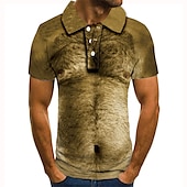 preiswerte Bedrucktes Poloshirt für Herren-Herren Grafik Cosplay Poloshirts Golfshirt Kurzarm Polo-Shirts Hemden mit Kragen Lässig Urlaubskleidung Rave-Kleidung Party-Outfits Knöpfe 3D-Druck Gelb Braun