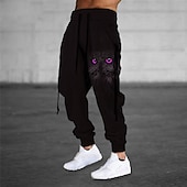 お買い得  スウェットパンツ-男性用 スウェットパンツ ジョガー ズボン ドローストリング サイドポケット 弾性ウエスト 動物 グラフィック 履き心地よい 高通気性 スポーツ・アウトドア カジュアル 日常 コットン混 テリー ストリートファッション デザイナー ブラック パープル マイクロエラスティック