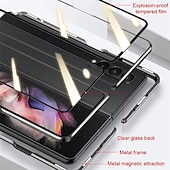 Χαμηλού Κόστους Samsung Θήκη-Θήκη τηλεφώνου για Samsung Galaxy Z Fold 5 Z Fold 4 Z Fold 3 Z Fold 2 με μαγνητική προσκόλληση αναστρέψιμη καθρέφτη διαφανής διαφανές γυαλί tempered μέταλλο