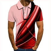 abordables Polo géométrique pour homme-Homme Géométrique Polo Chemise de golf Manche Courte Polos Chemises à Col Vêtement décontracté de travaile Vêtements de vacances Tenue formelle Vêtements de festival Boutons Impression 3D Vert Claire