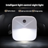 cheap Plug-in Night Light-Plug in LED Night Lights Motion Sensor Dusk to Dawn Bedside Lamp 1/3/6pcs EU US Plug Intelligent Light Control LED Night Light Home Bedroom Kitchen Dormitory Lighting