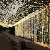 abordables Guirlandes lumineuses à brancher-Guirlande lumineuse à LED pour rideau de fenêtre de réception de fête de mariage élégante 3x3m&amp;amp;Guirlande lumineuse de Noël en forme d&#039;étoile scintillante, 6 x 3 m, 600 LED, pour la maison, le