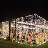 abordables Guirlandes lumineuses à brancher-Guirlande lumineuse à LED pour rideau de fenêtre de réception de fête de mariage élégante 3x3m&amp;amp;Guirlande lumineuse de Noël en forme d&#039;étoile scintillante, 6 x 3 m, 600 LED, pour la maison, le