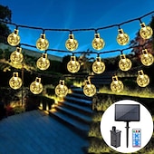 abordables Guirlandes solaires-Guirlande lumineuse solaire à LED, 10 m/20 m/30 m/50 m, lumières acryliques étanches pour l&#039;extérieur avec télécommande, plug-in pour les vacances de Noël, les fêtes,&amp;amp;décoration de jardin prise